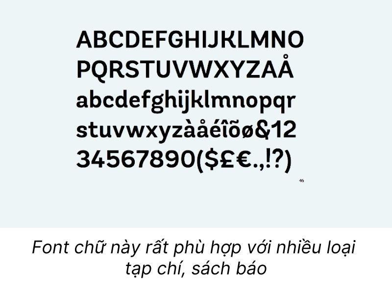 font chữ báo chí 16